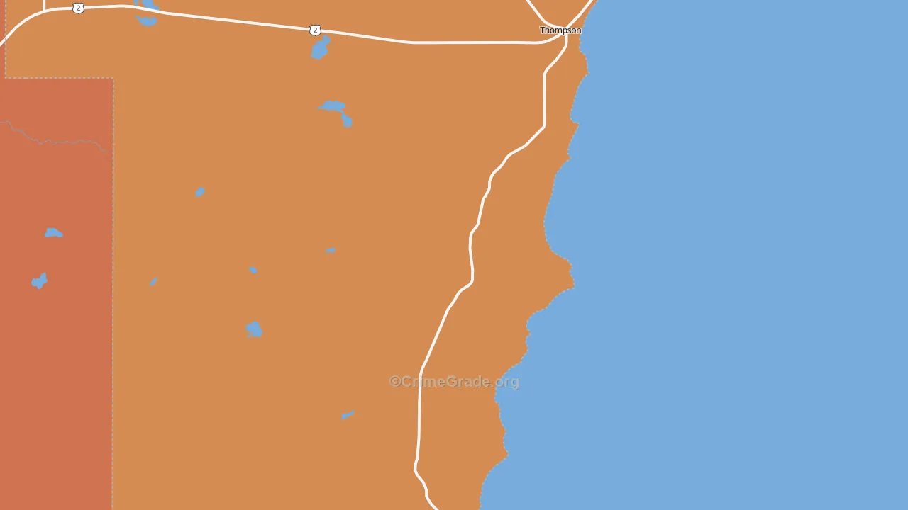 Thompson, MI Map of Robbery Rates