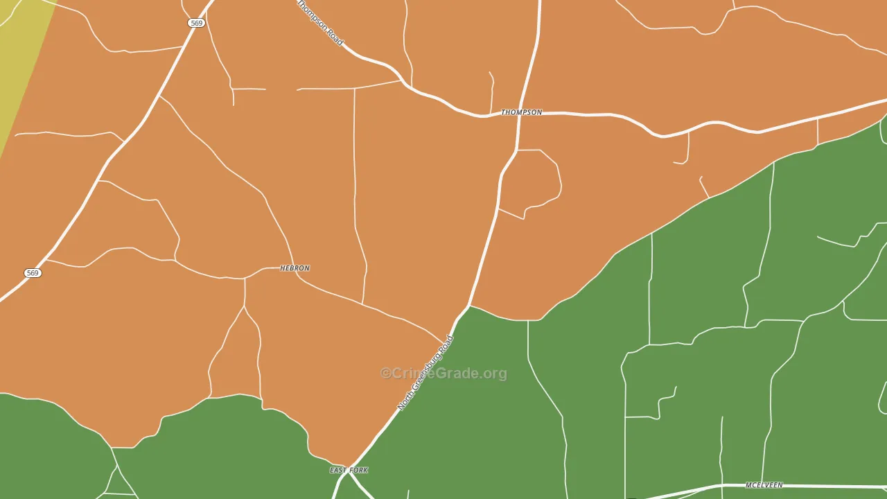 Thompson, MS Map of Robbery Rates
