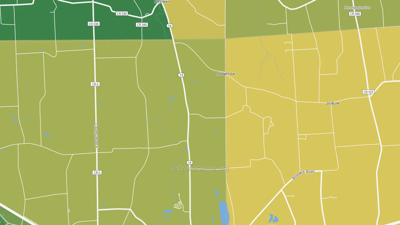Thompson, NY Map of Robbery Rates