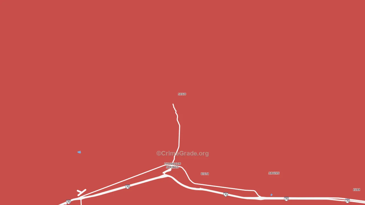Thompson Springs, UT Map of Robbery Rates