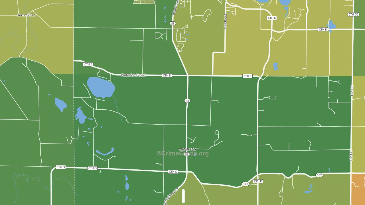 Thompson, WI Map of Robbery Rates