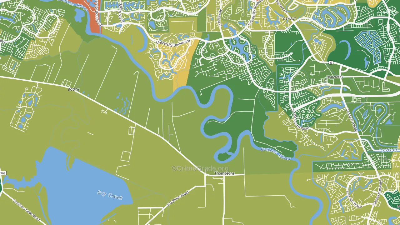 Thompsons, TX Map of Robbery Rates