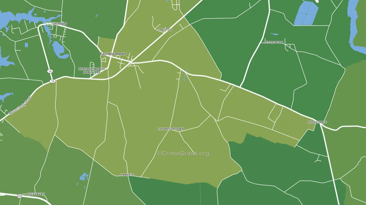 Thompsontown, MD Map of Robbery Rates