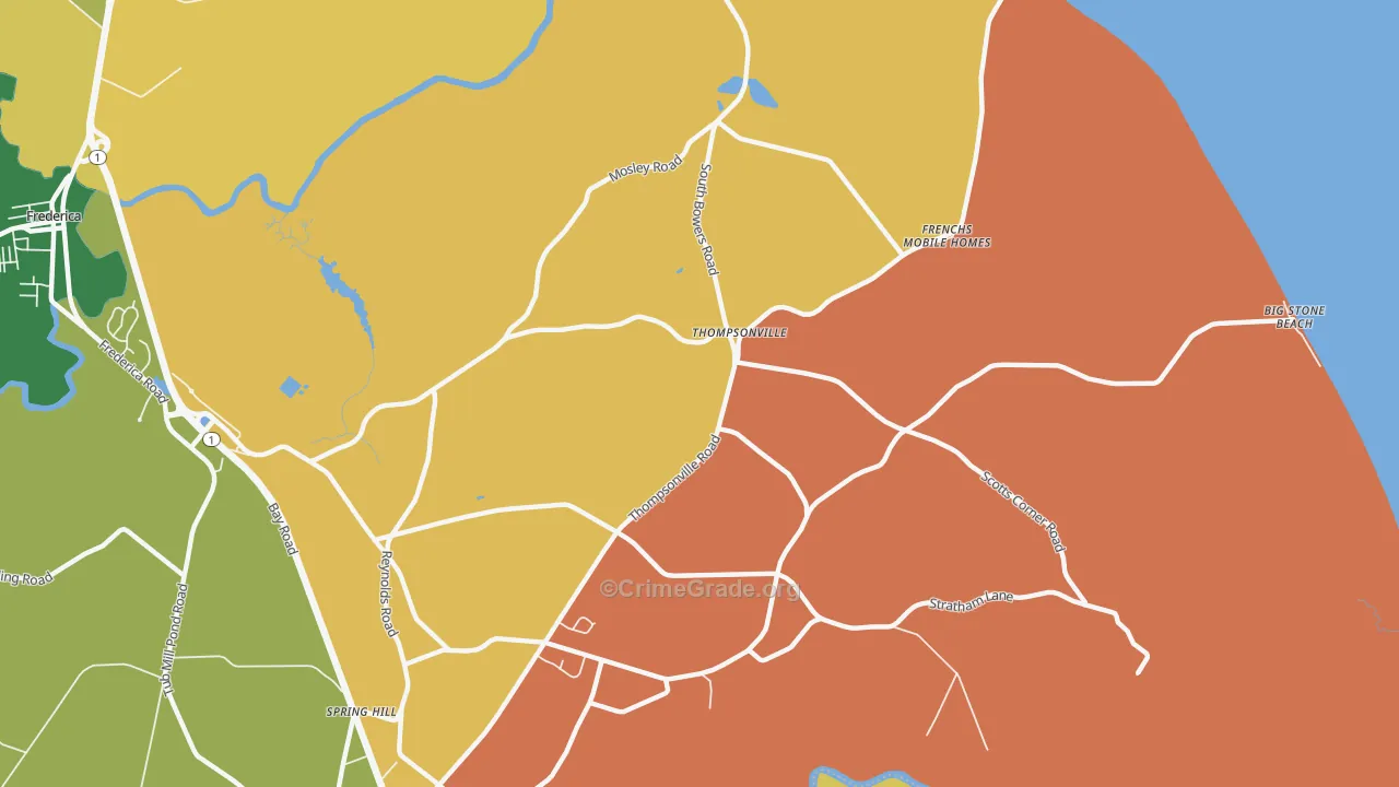 Thompsonville, DE Map of Robbery Rates