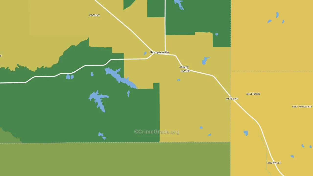 Thompsonville, IL Map of Robbery Rates
