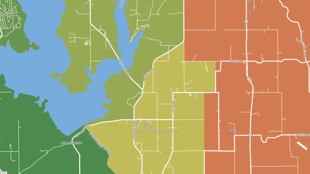 Thompsonville, KS Map of Robbery Rates