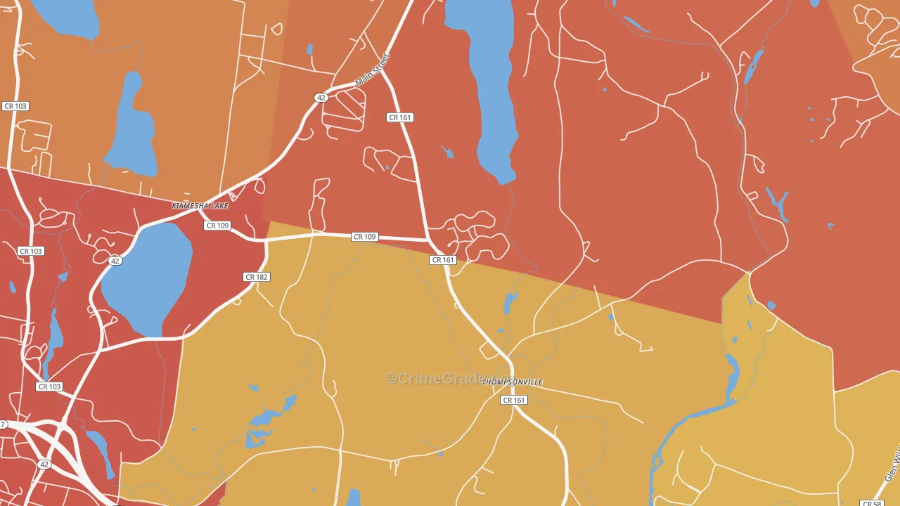 Thompsonville, NY Map of Robbery Rates