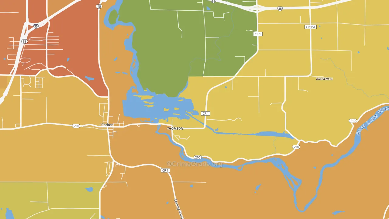 Thomson, MN Map of Robbery Rates