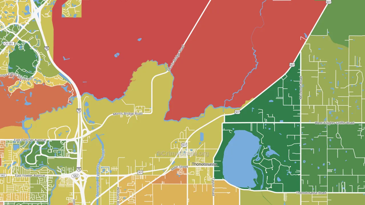 Thonotosassa, FL Map of Robbery Rates