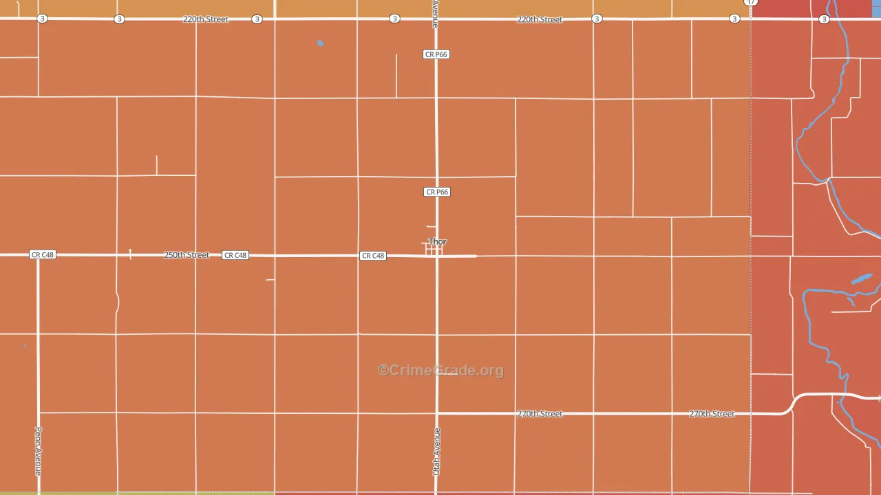 Thor, IA Map of Robbery Rates