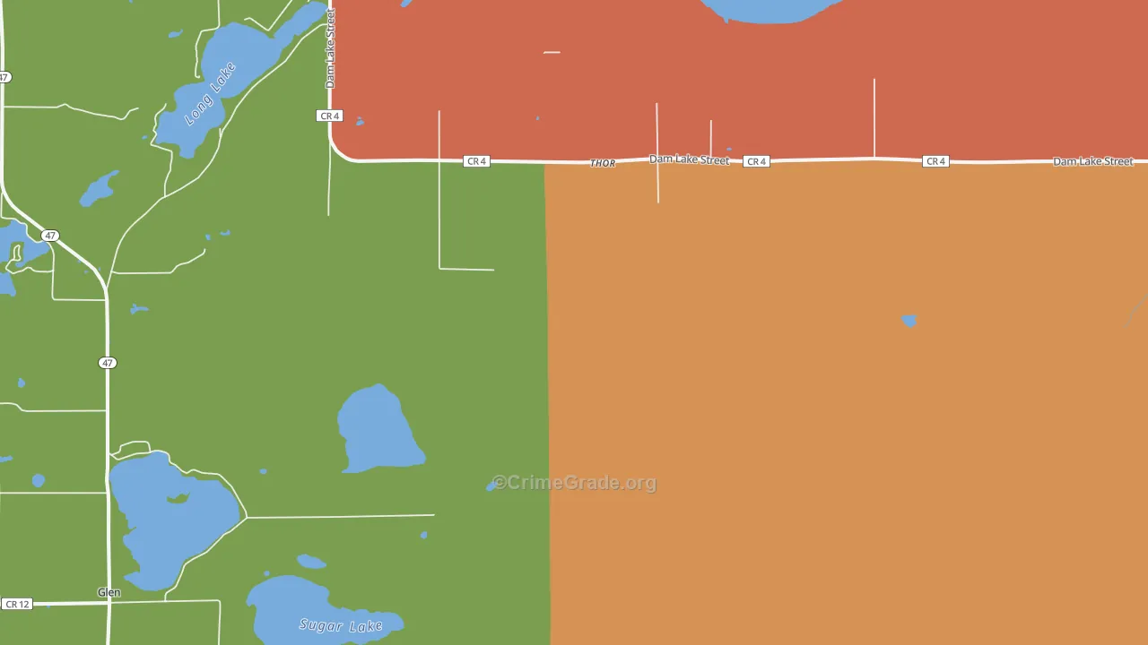 Thor, MN Map of Robbery Rates