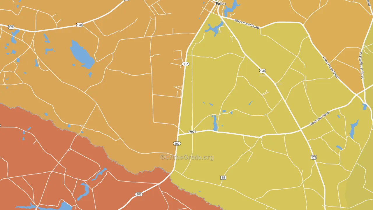 Thor, SC Map of Robbery Rates