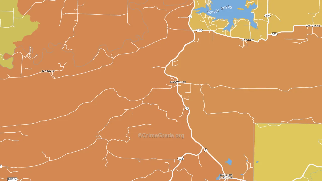 Thornburg, AR Map of Robbery Rates