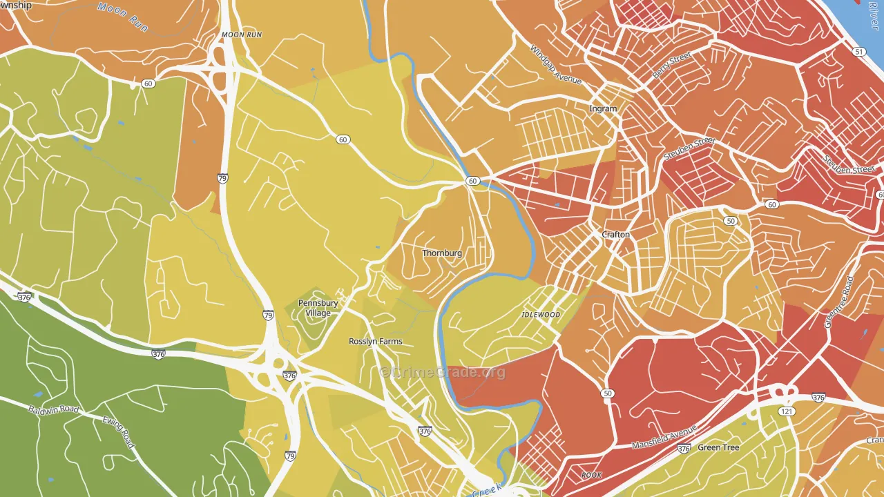 Thornburg, PA Map of Robbery Rates