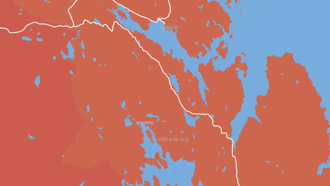 Thorne Bay, AK Map of Robbery Rates