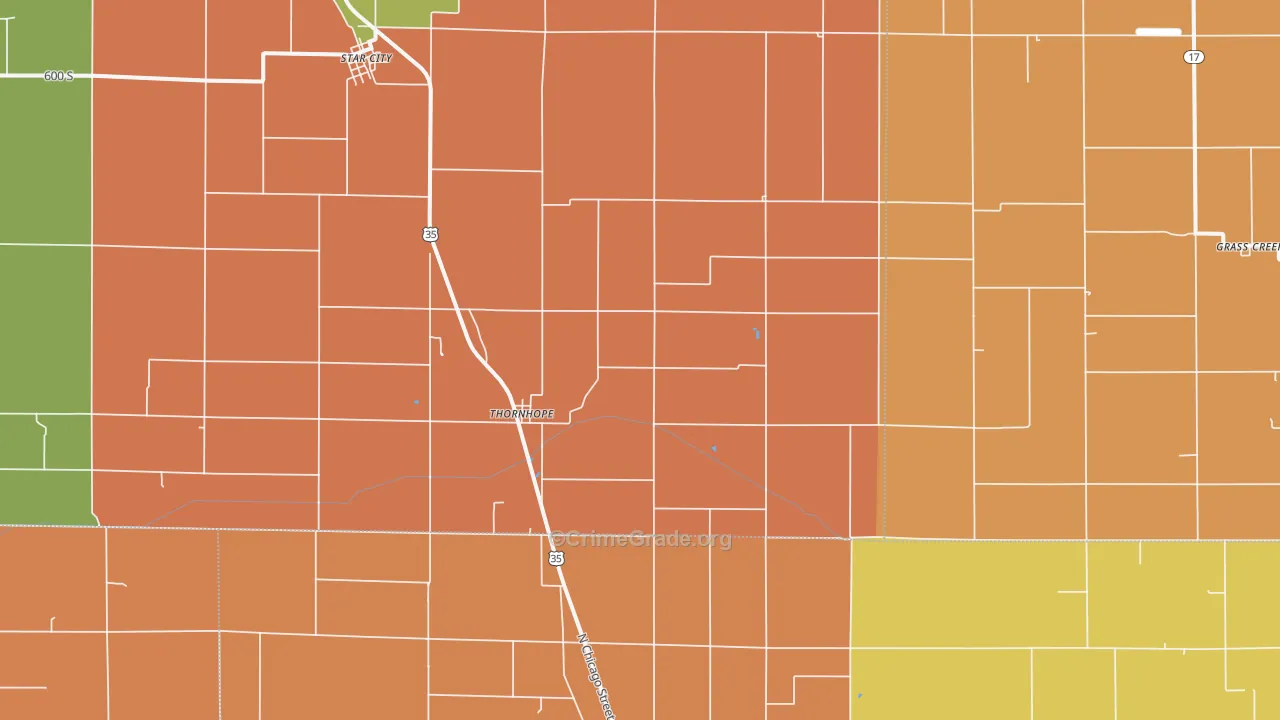 Thornhope, IN Map of Robbery Rates