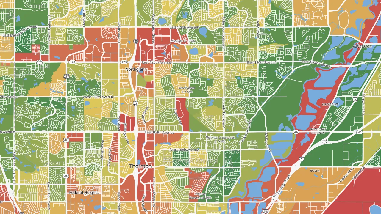 Thornton, CO Map of Robbery Rates