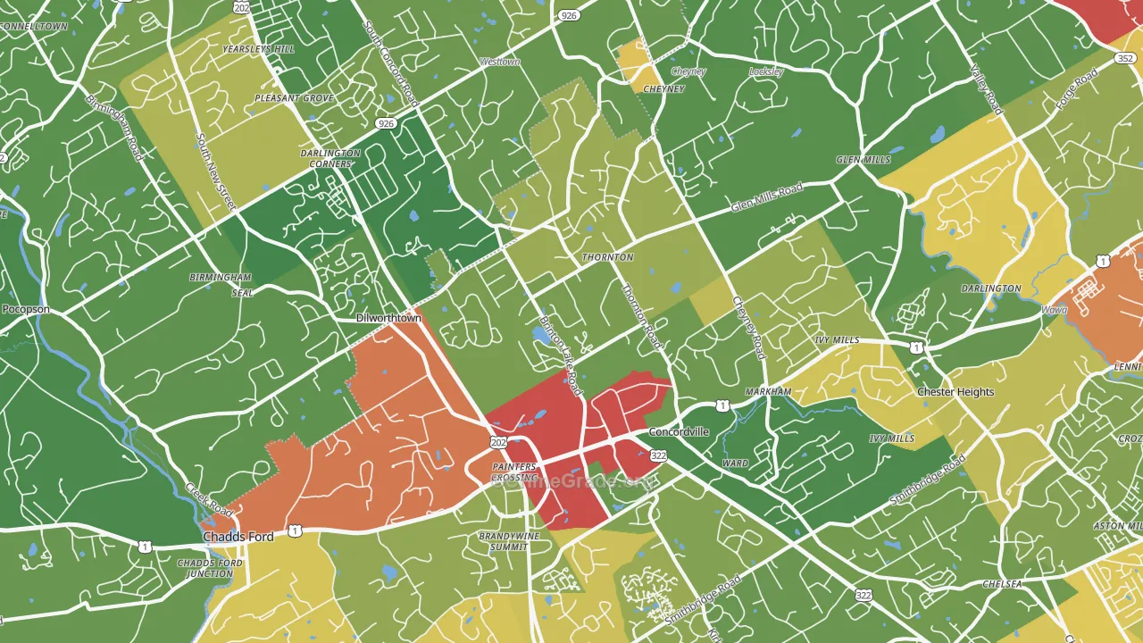 Thornton, PA Map of Robbery Rates