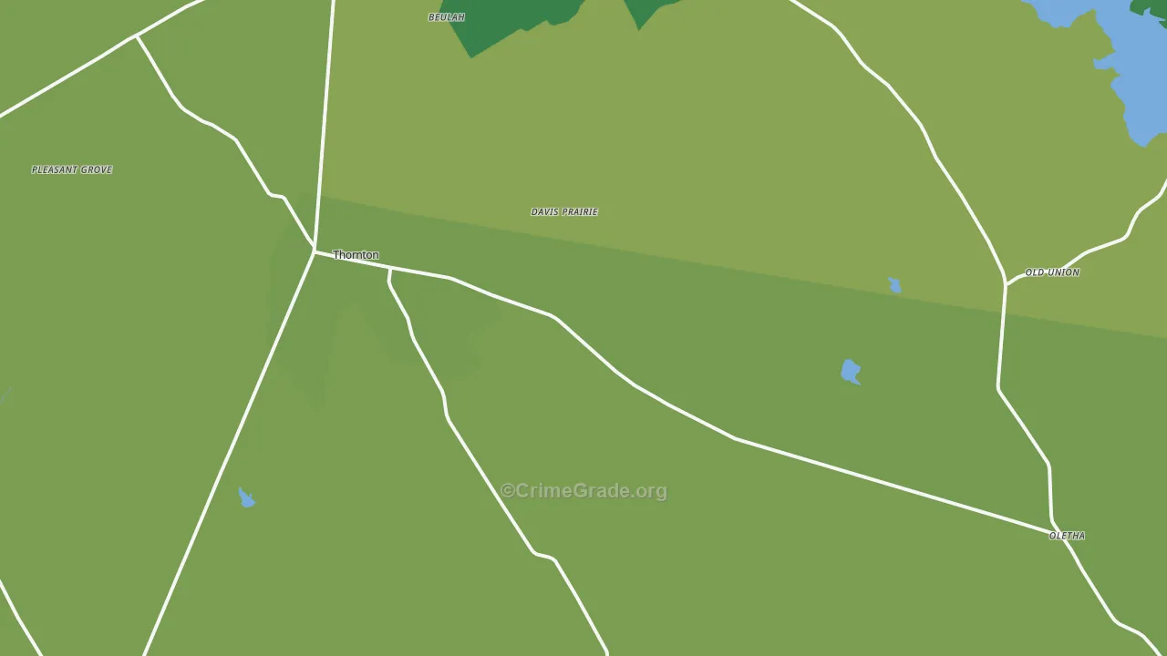 Thornton, TX Map of Robbery Rates