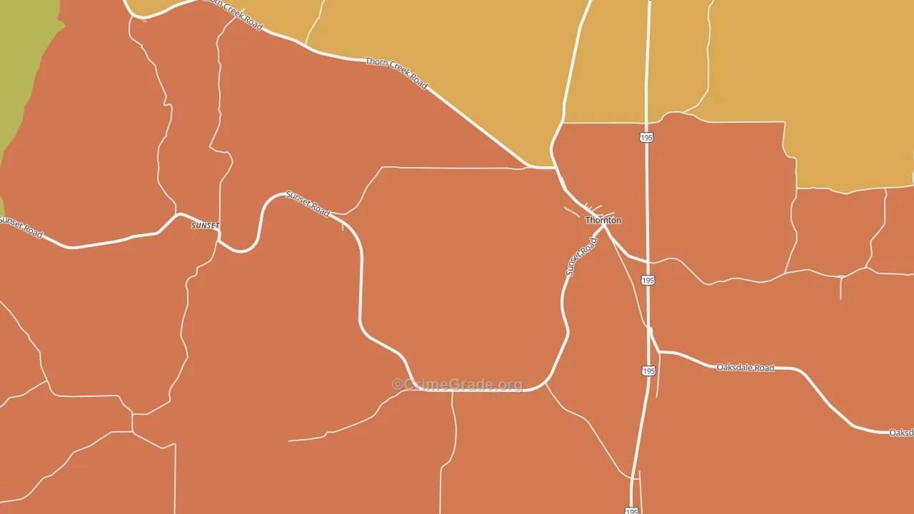 Thornton, WA Map of Robbery Rates