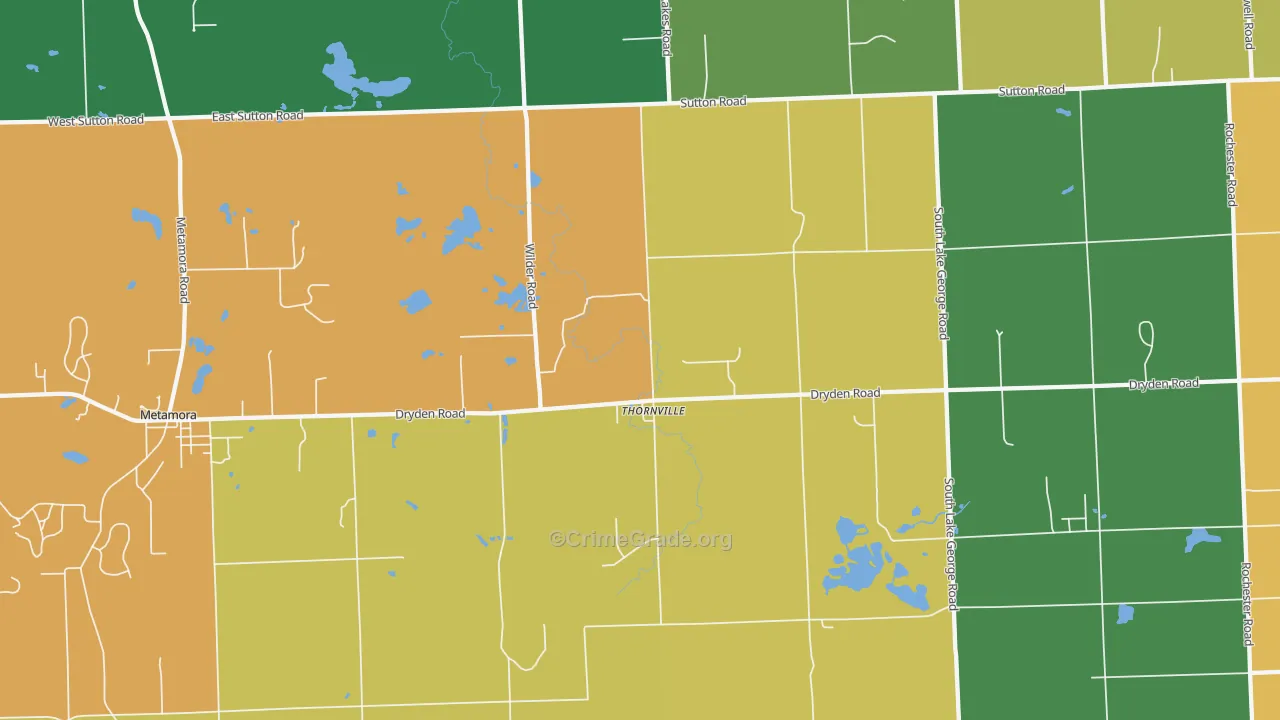 Thornville, MI Map of Robbery Rates