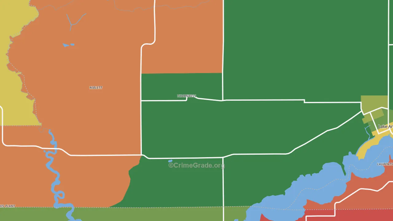 Thornwell, LA Map of Robbery Rates