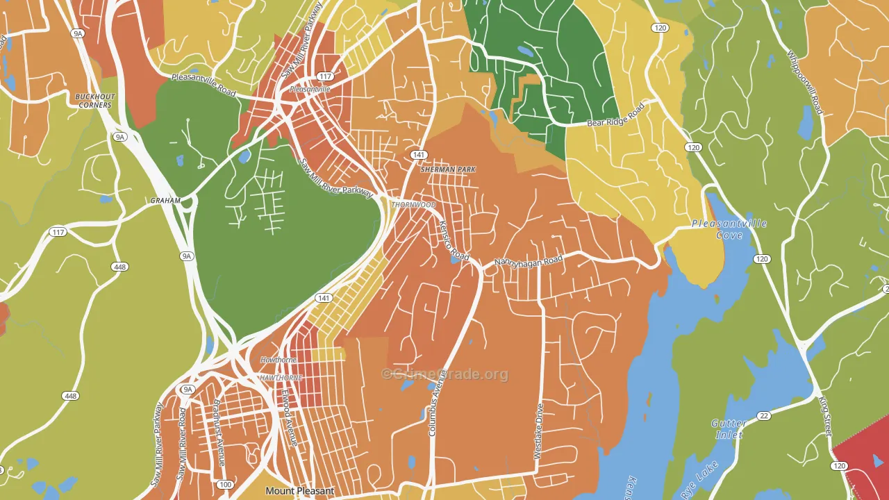 Thornwood, NY Map of Robbery Rates