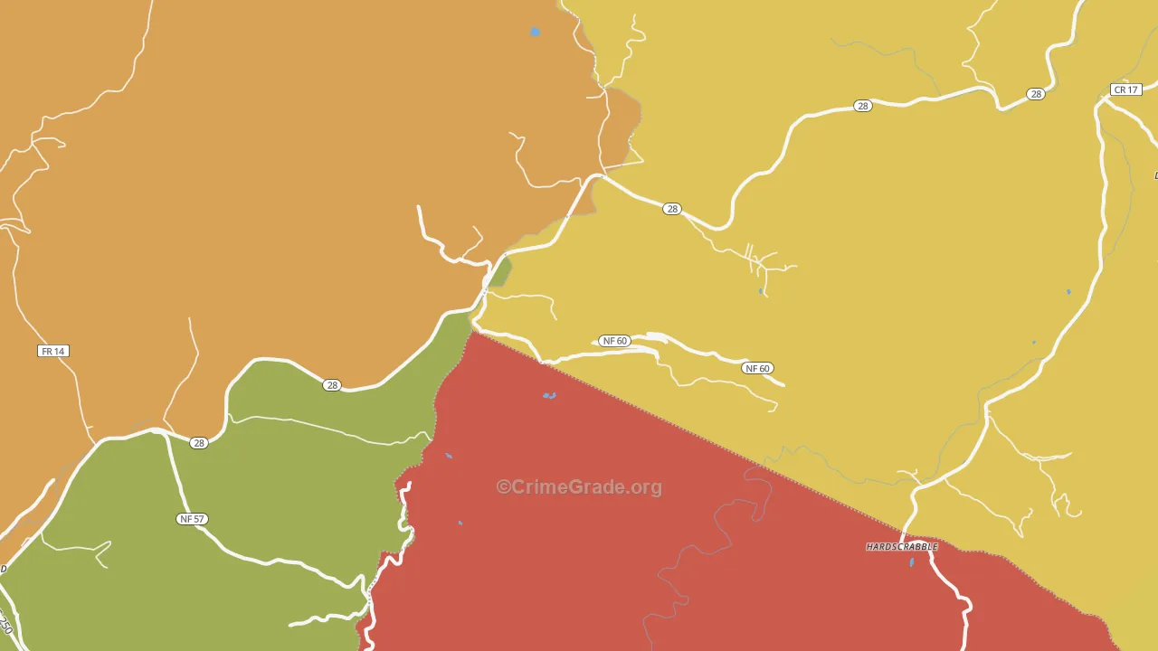 Thornwood, WV Map of Robbery Rates