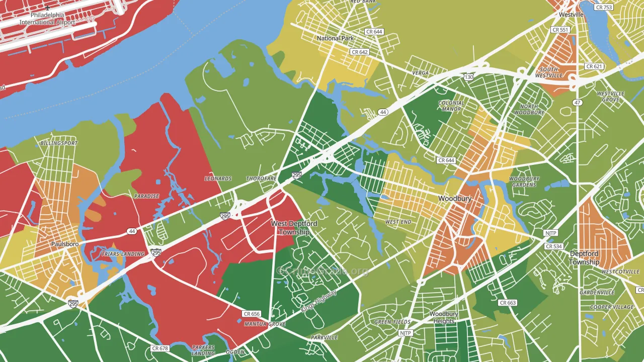 Thorofare, NJ Map of Robbery Rates