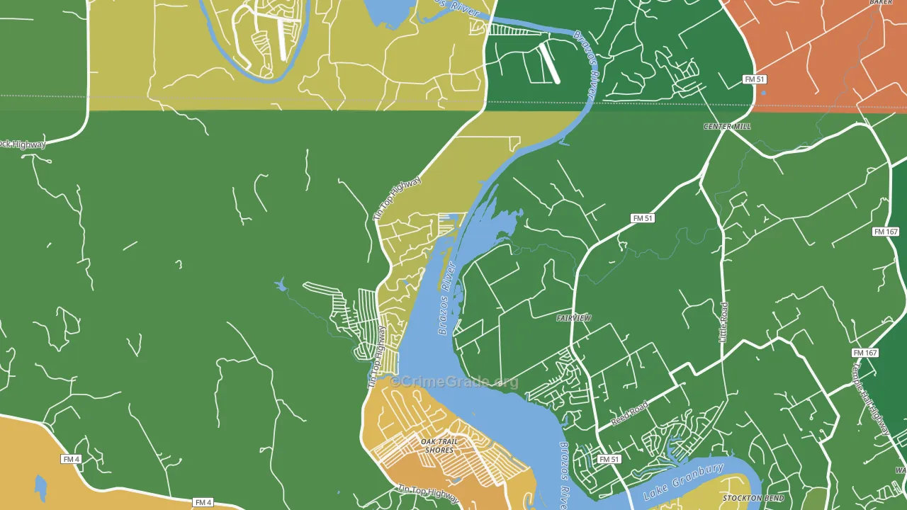 Thorp Spring, TX Map of Robbery Rates