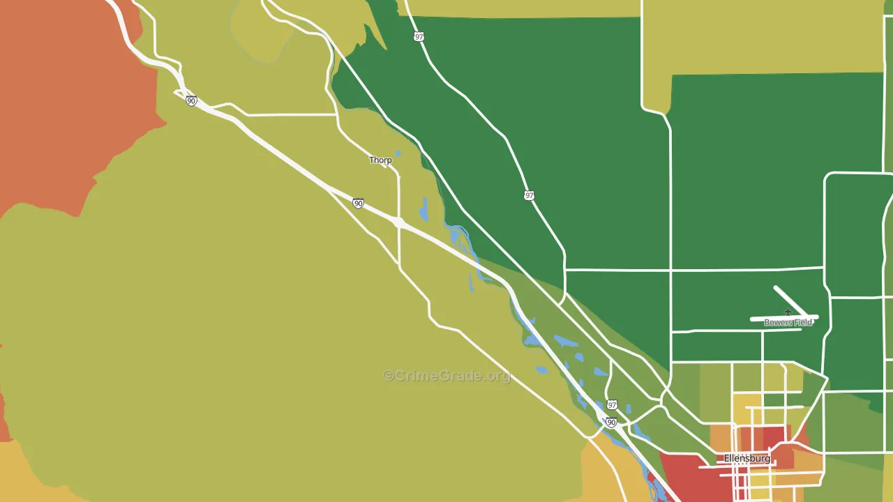 Thorp, WA Map of Robbery Rates