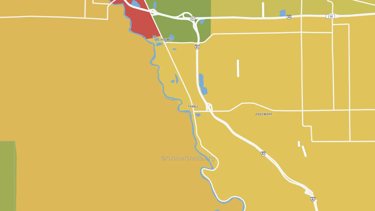 Thrall, WA Map of Robbery Rates