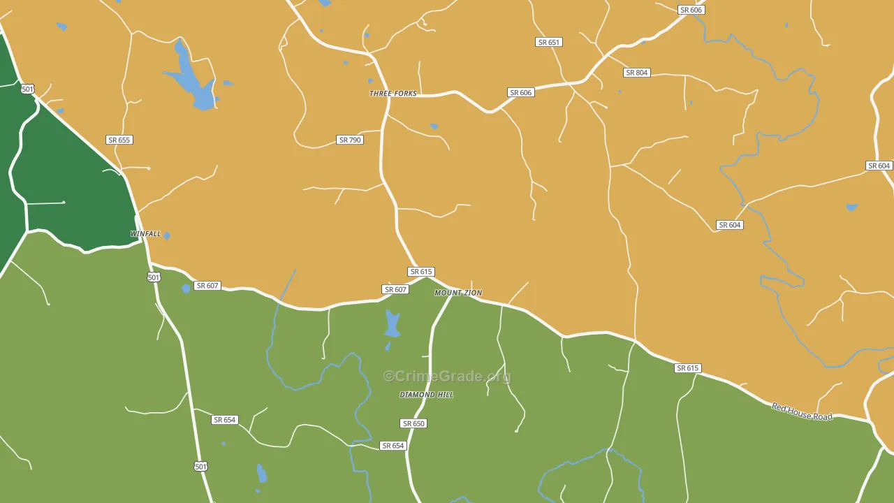 Three Forks, VA Map of Robbery Rates
