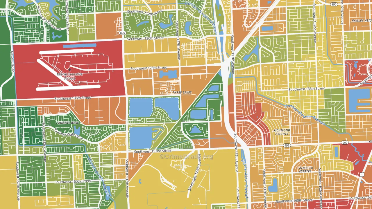 Three Lakes, FL Map of Robbery Rates