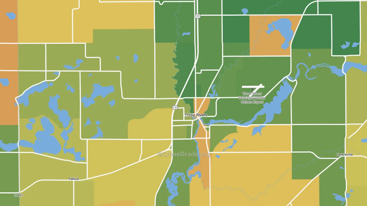 Three Rivers, MI Map of Robbery Rates