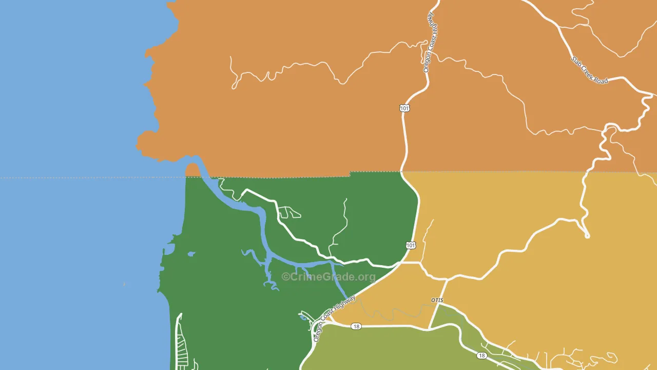 Three Rocks, OR Map of Robbery Rates