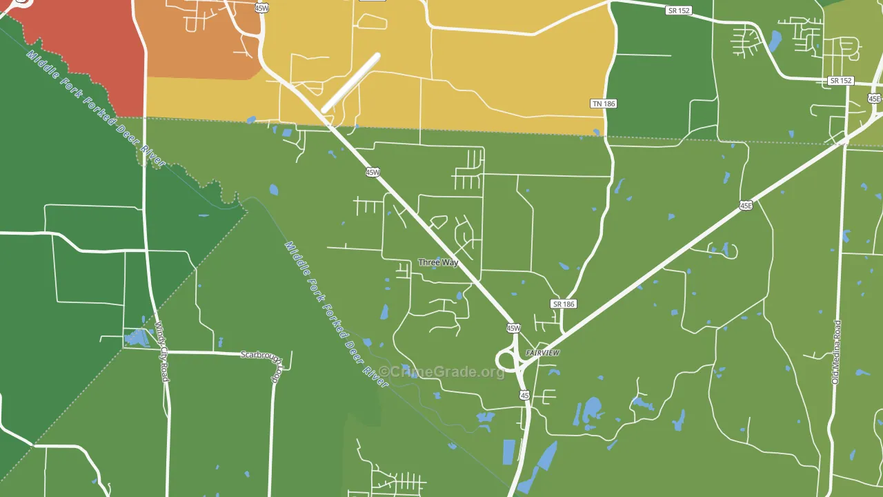 Three Way, TN Map of Robbery Rates