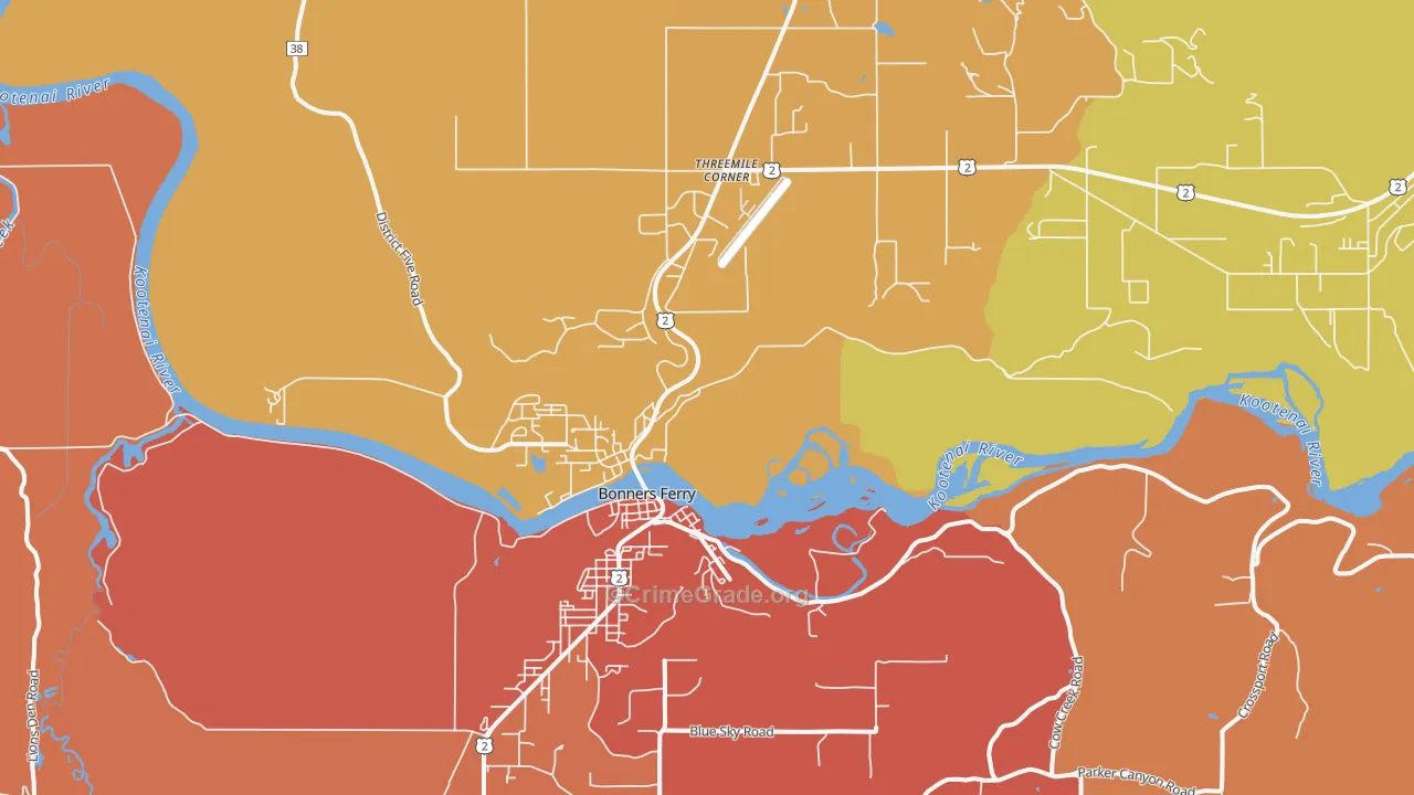 Threemile Corner, ID Map of Robbery Rates