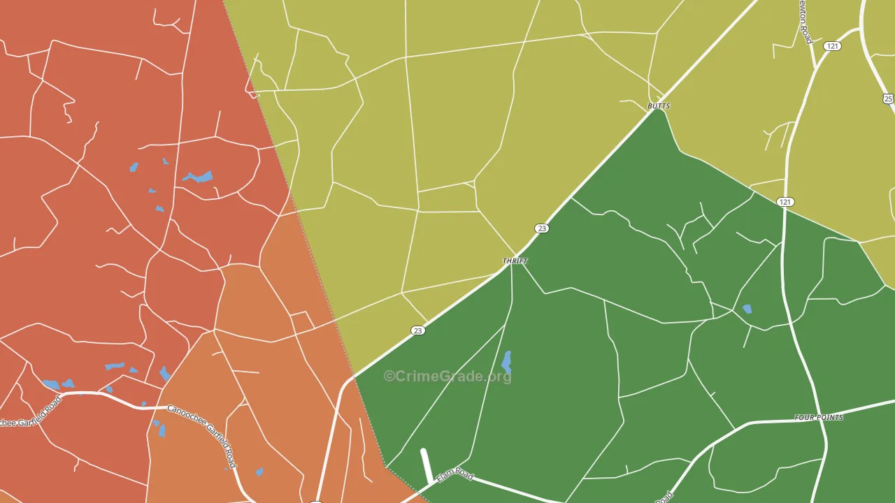 Thrift, GA Map of Robbery Rates