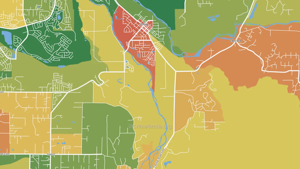 Thrift, WA Map of Robbery Rates