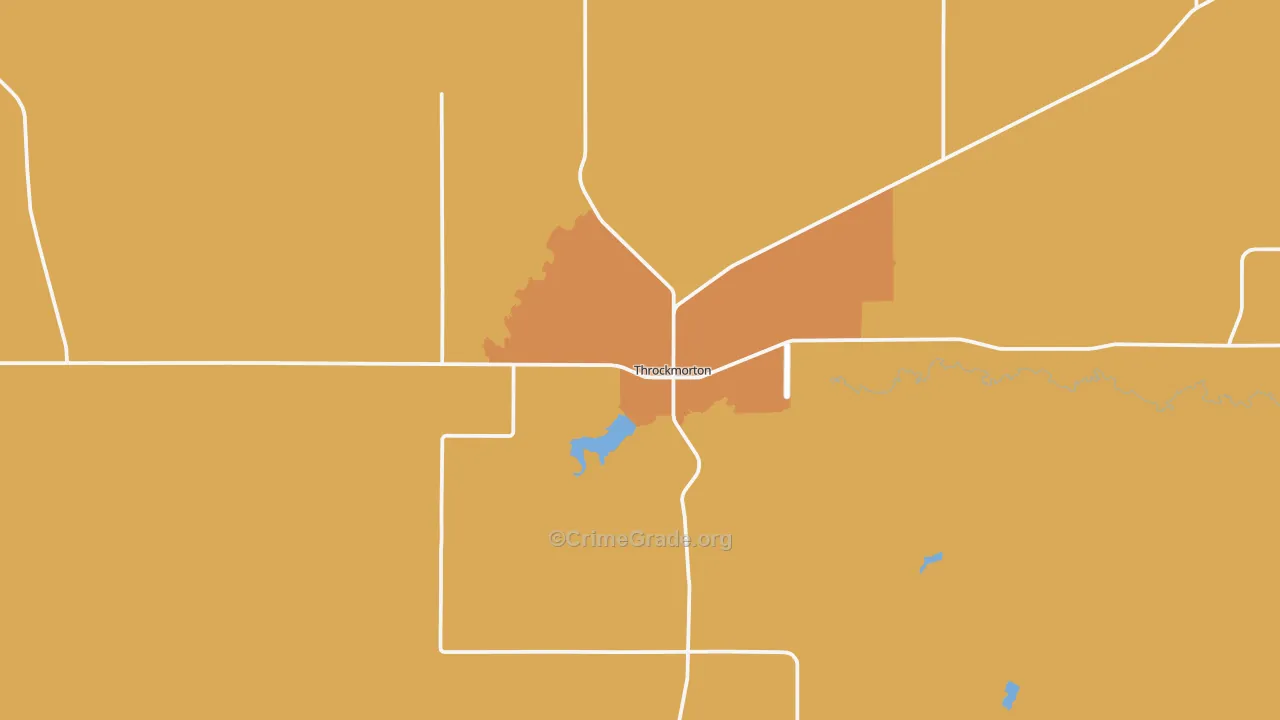Throckmorton, TX Map of Robbery Rates