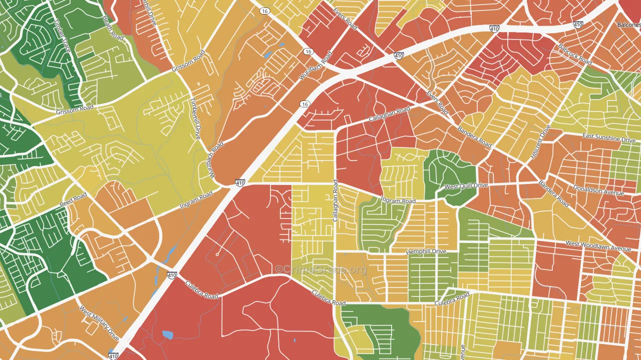 Thunderbird Hills, San Antonio, TX Map of Robbery Rates