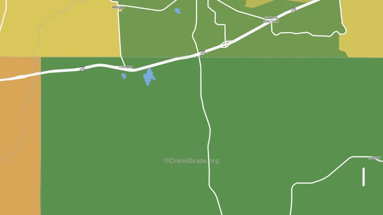 Thurber, TX Map of Robbery Rates