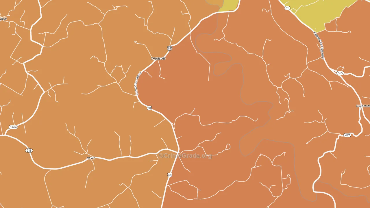 Thurlow, KY Map of Robbery Rates