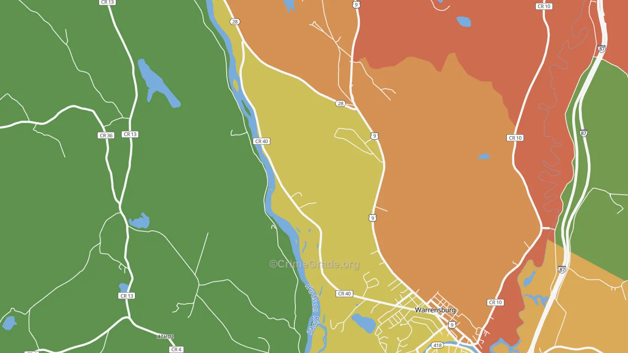 Thurman, NY Map of Robbery Rates