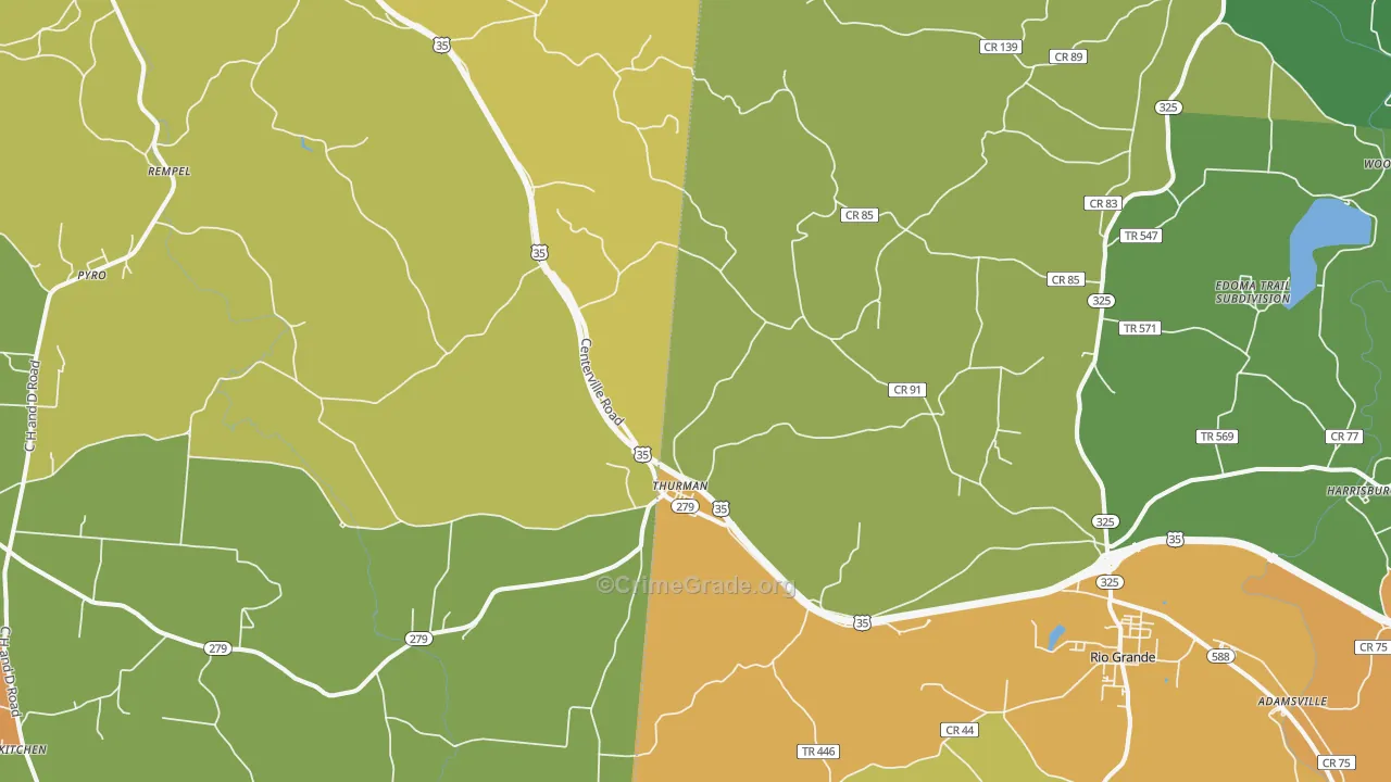 Thurman, OH Map of Robbery Rates