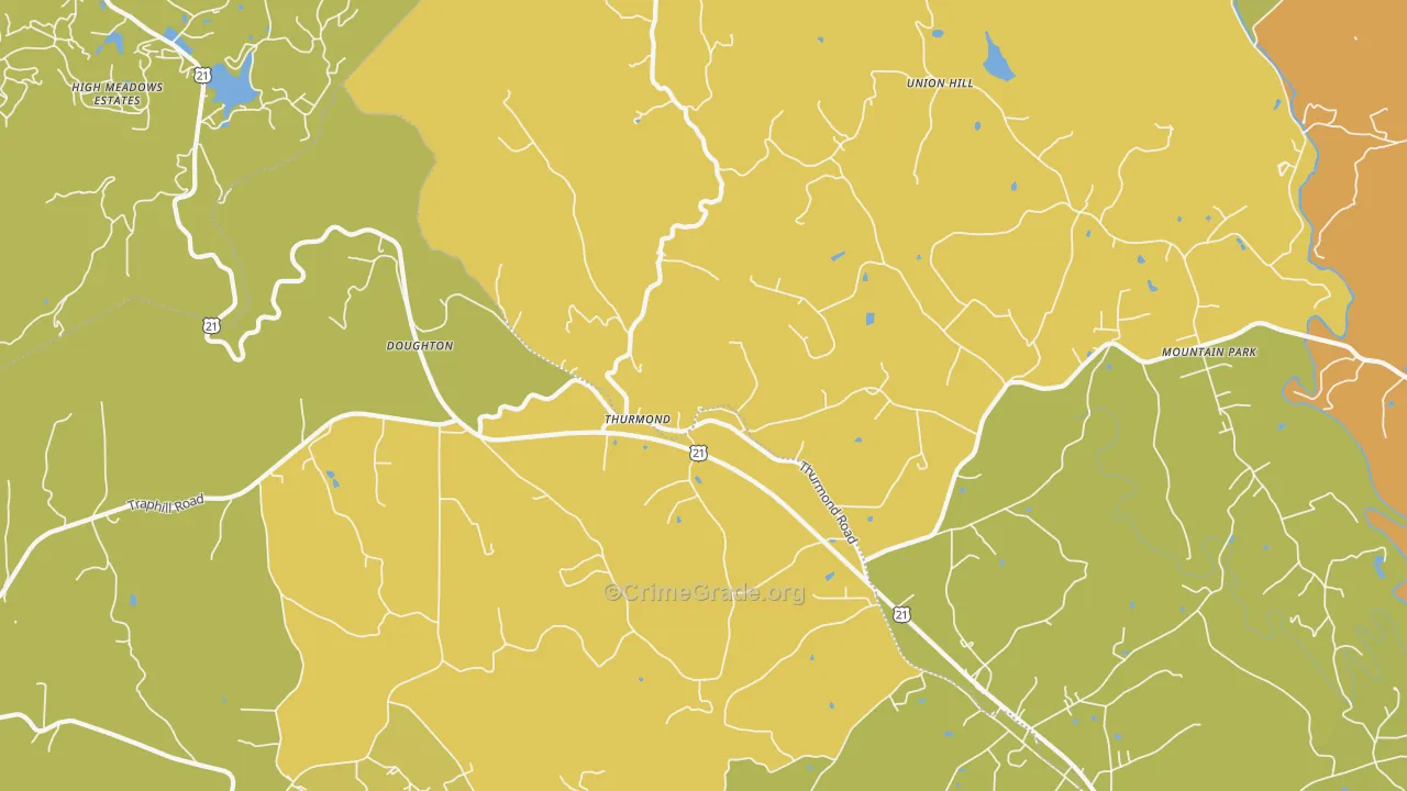 Thurmond, NC Map of Robbery Rates