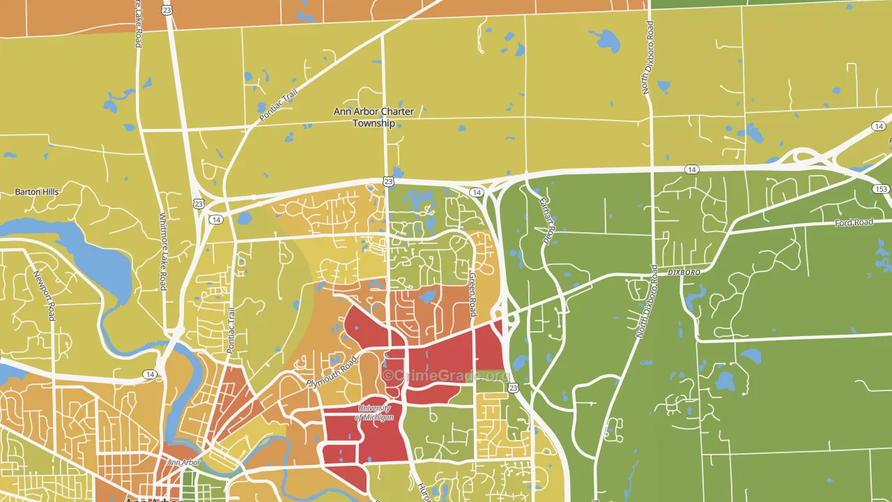 Thurston, Ann Arbor, MI Map of Robbery Rates