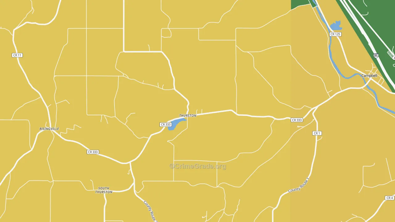 Thurston, NY Map of Robbery Rates