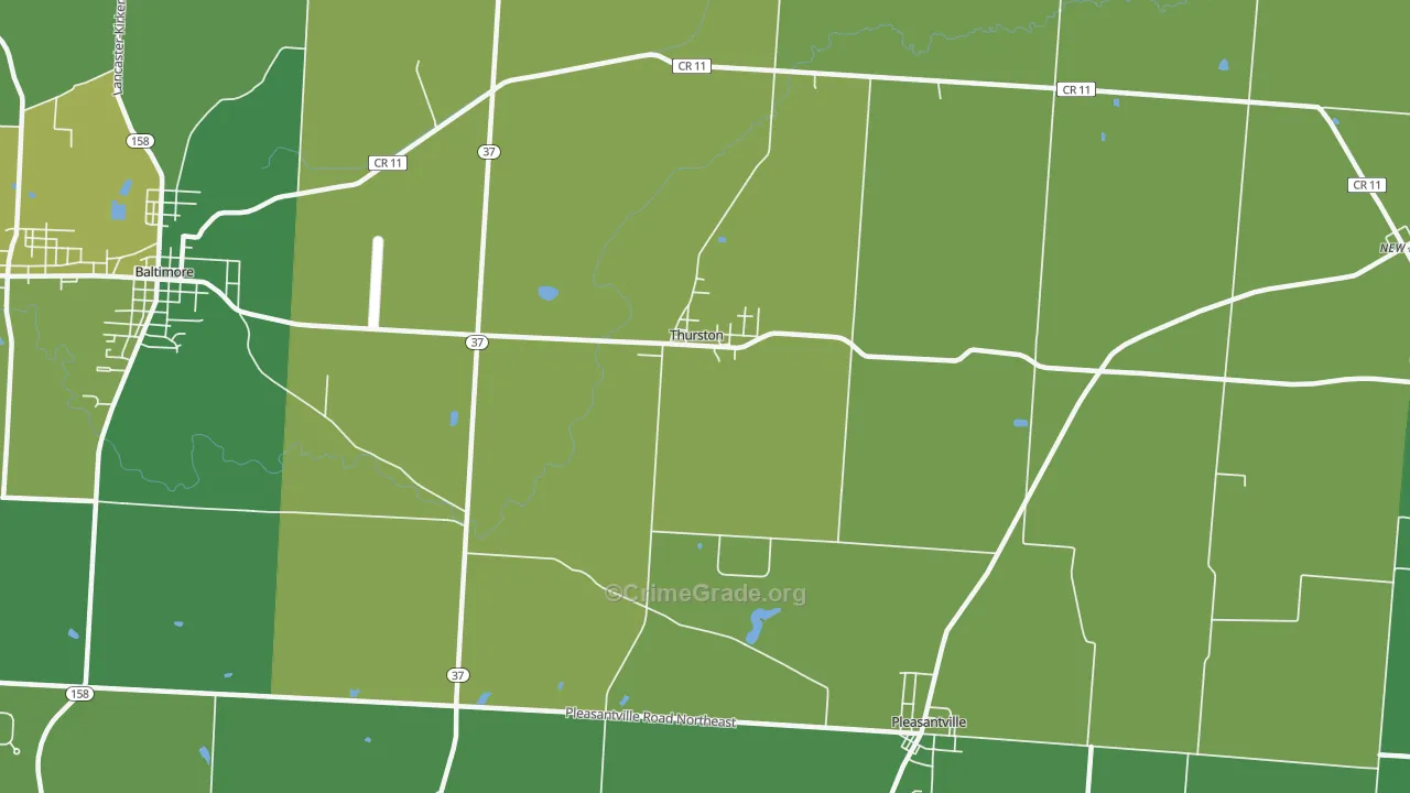 Thurston, OH Map of Robbery Rates